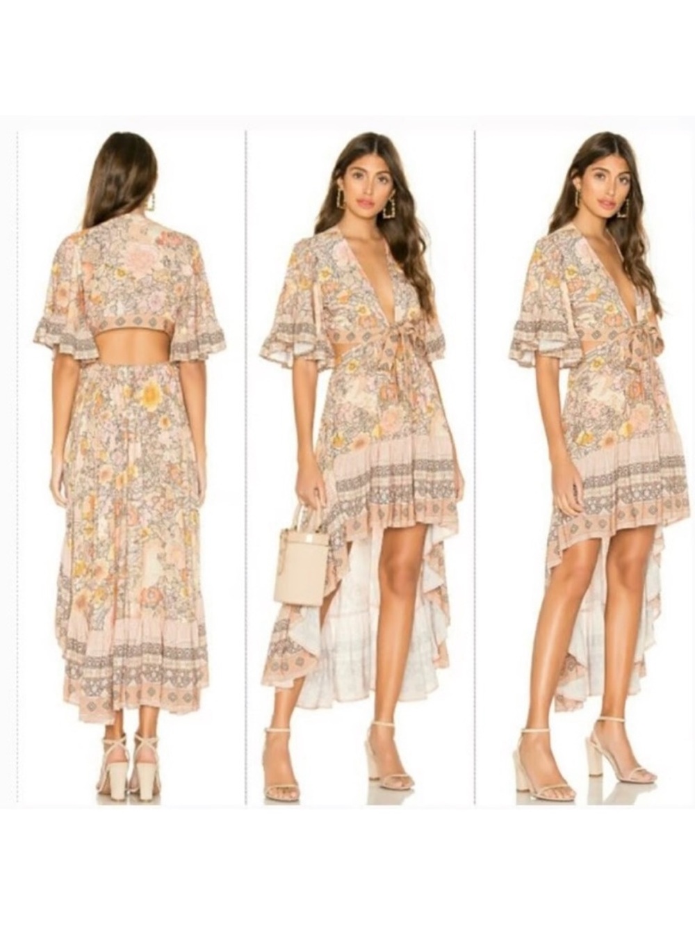 Spell Amethyst High-Low Bambi Gown Dress in Blush Small